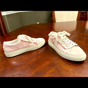 Tory Burch Sport Pink Leather Ruffle Sneakers - size 7!